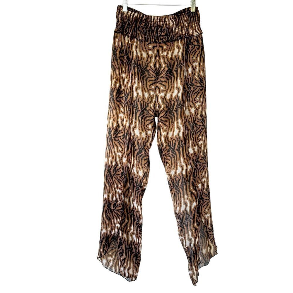 RACHEL Rachel Roy Harem Pants High Rise Wide Split Leg Tulip Hem Animal Print  L - Picture 2 of 6